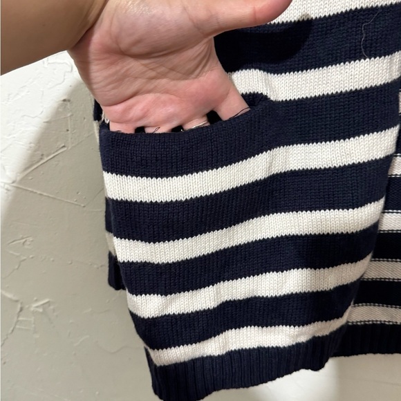 Talbots Navy Blue & White Striped Open-Front Cardigan Sweater Women's Sz Small P - Picture 6 of 9